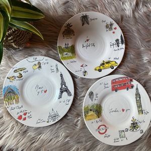*SOLD* Anthropologie Linea Carta Plates - Paris, London & New York City